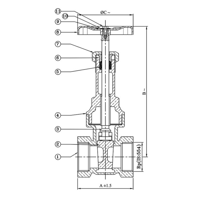Bronze Gate Valve Rising Stem Class 2 (Screwed) Design