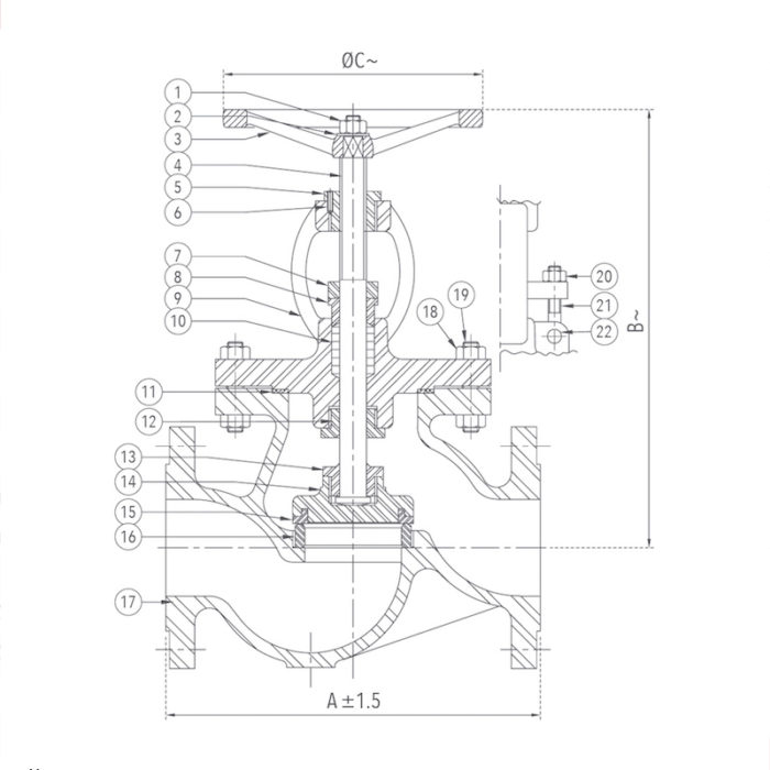 Cast Steel Globe Steam Stop Valve (Flanged) Design