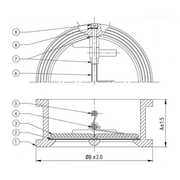 Ductile Iron Dual Plate Wafer Type Check Valve (PN 16) Design