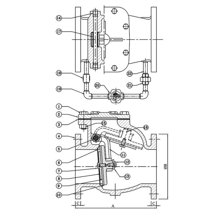 Cast Iron Non Return Valve (PN 1.6) With Bye Pass Arrangement (Flanged) Design