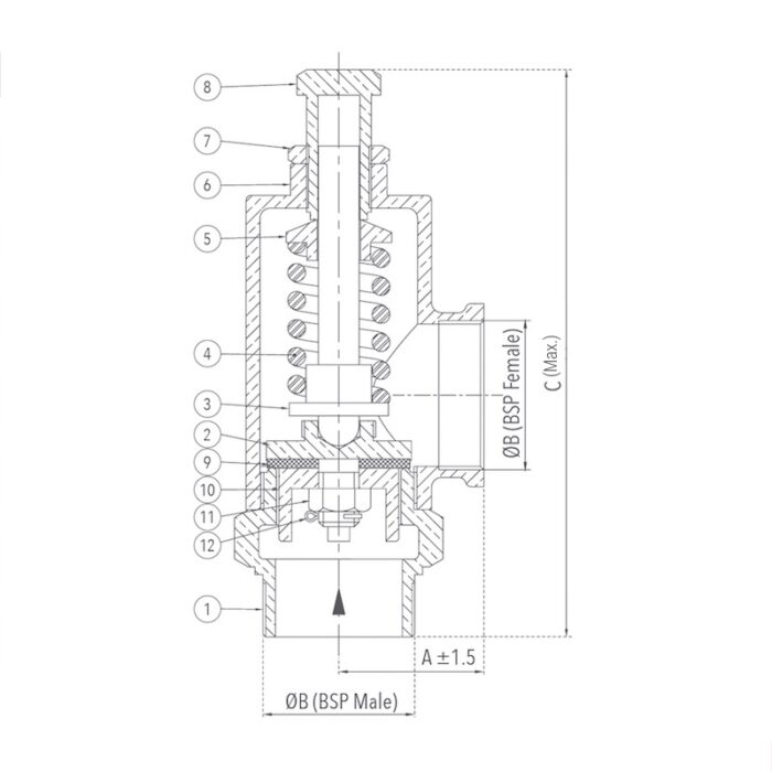 Bronze Spring Loaded Safety Relief Valve, Enclosed Discharge (Screwed) Design